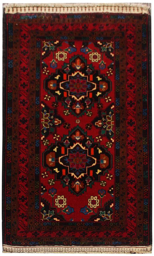 Super Baluchi Rug – Tribal Geometric Accent, 85 x 125 cm
