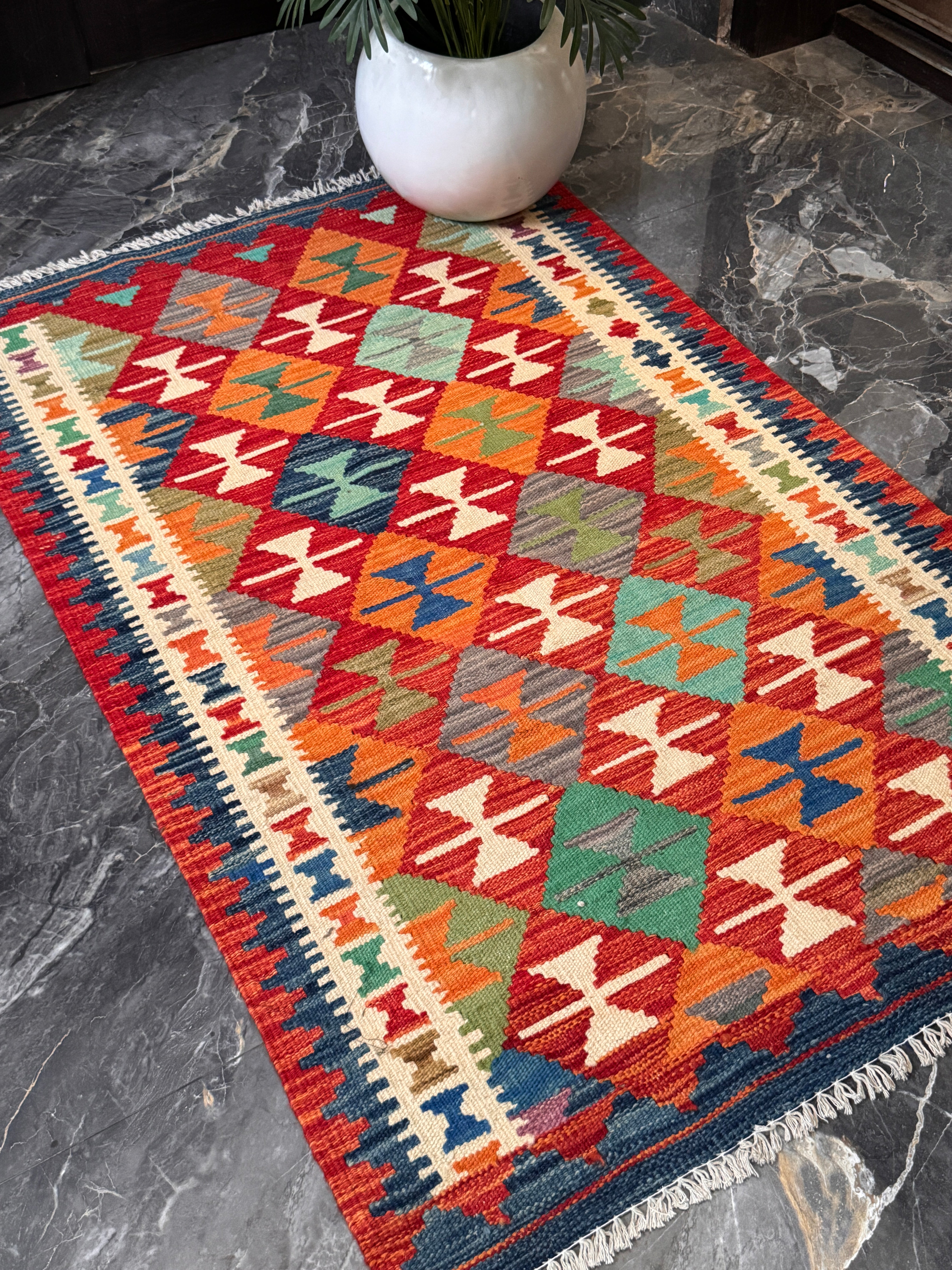 Hand Woven Flat Kilim 3 x 5 ft