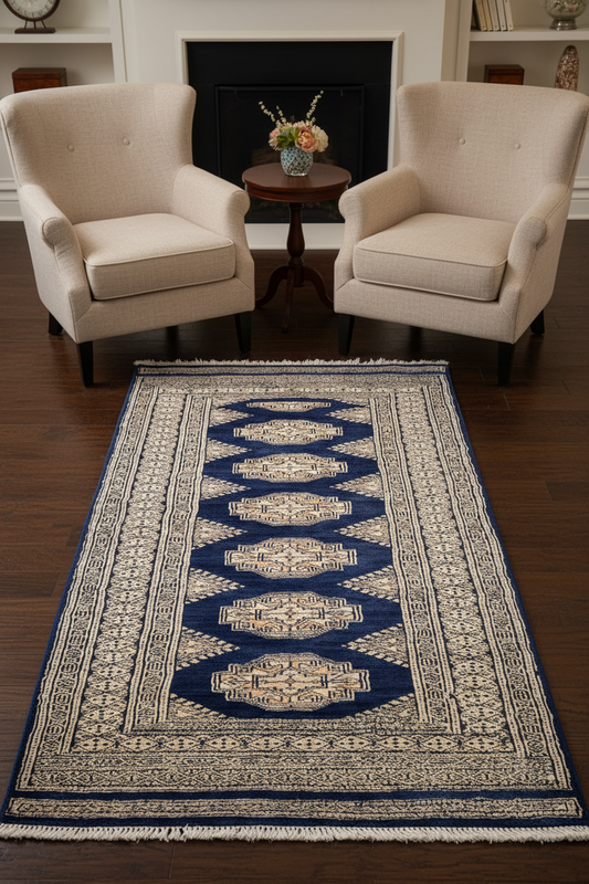 Hand Knotted Pakistani Bokhara Rug 2.5 x 4 ft