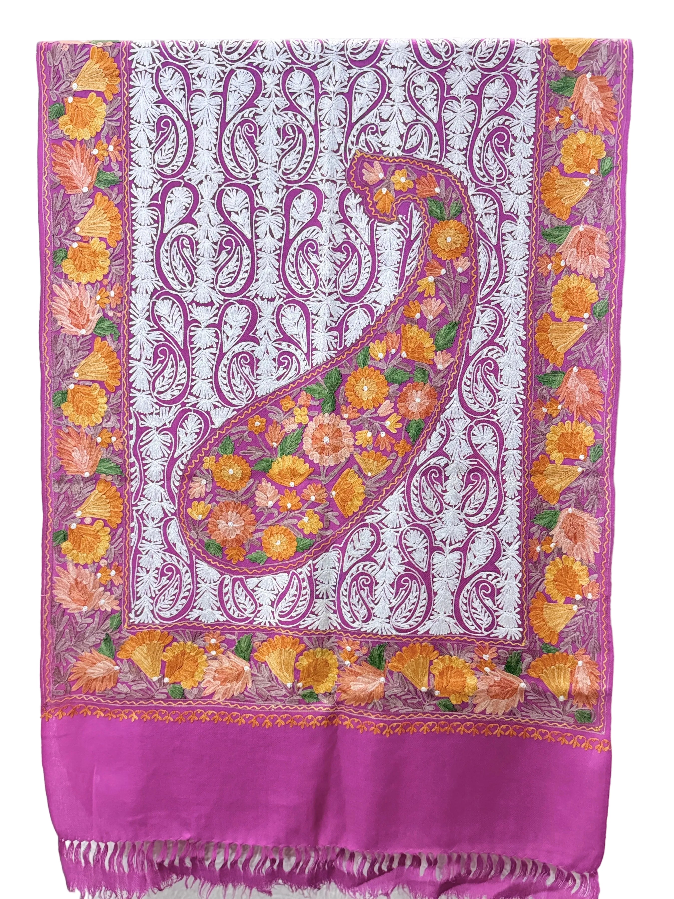 Woolen Kashmiri Stole All Over Embroidery