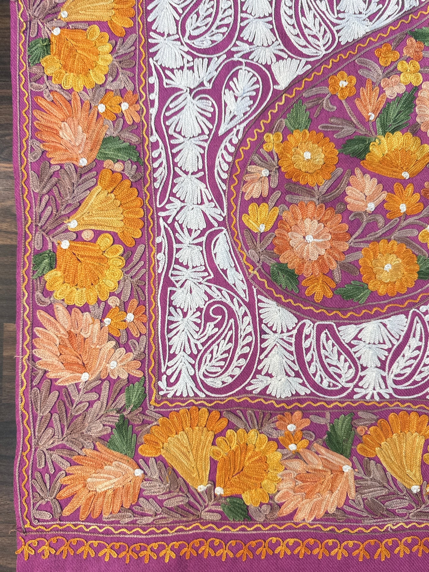 Woolen Kashmiri Stole All Over Embroidery