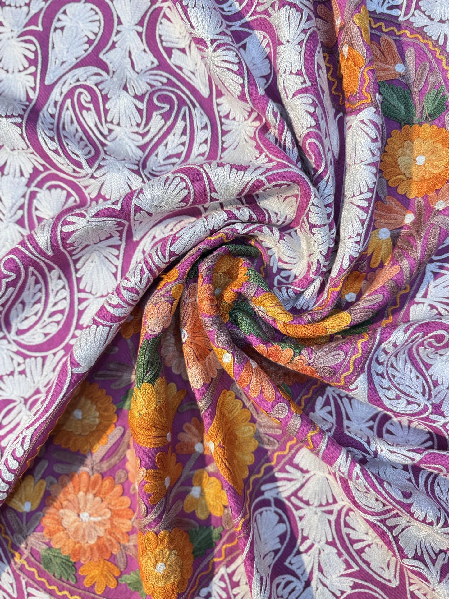 Woolen Kashmiri Stole All Over Embroidery