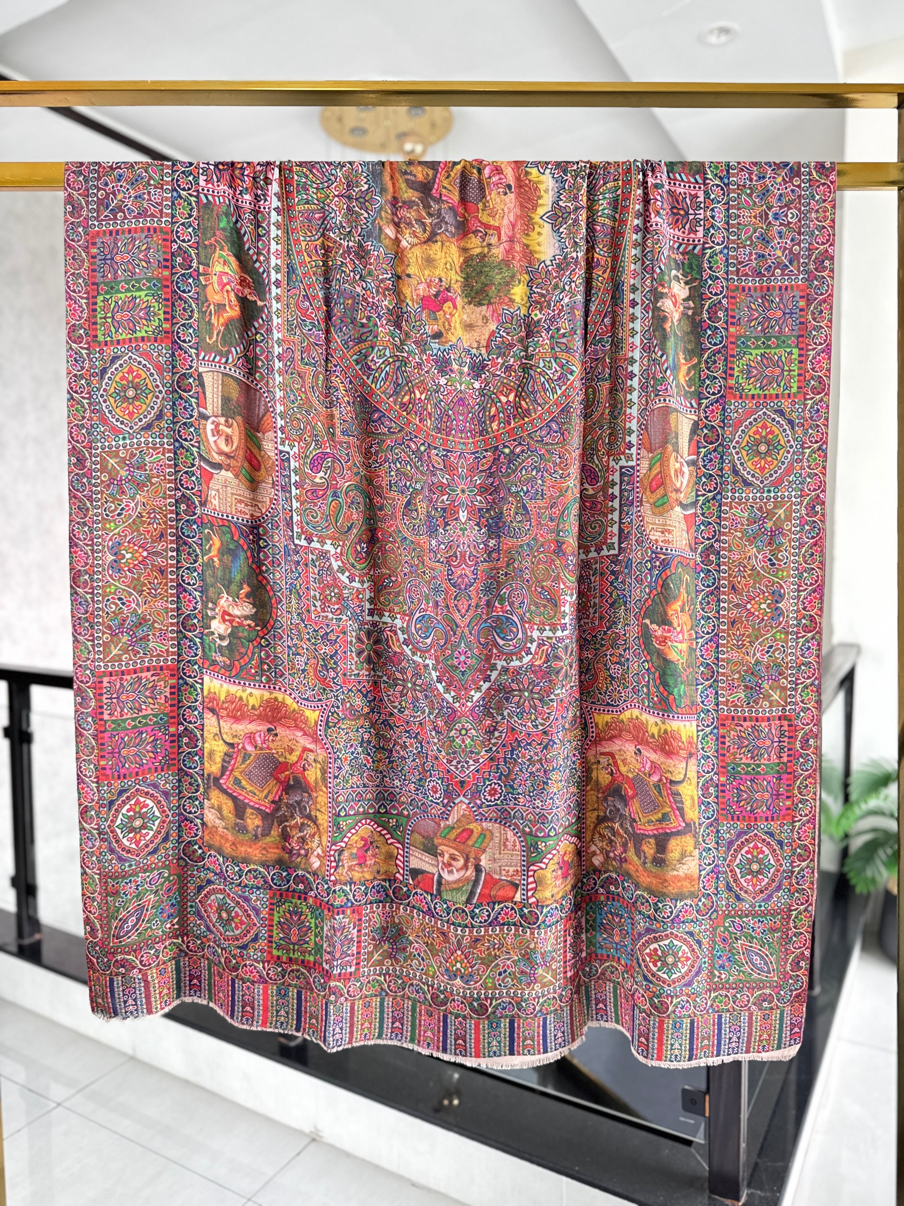 Printed Shawl Mughal Art 45 x 90 inches