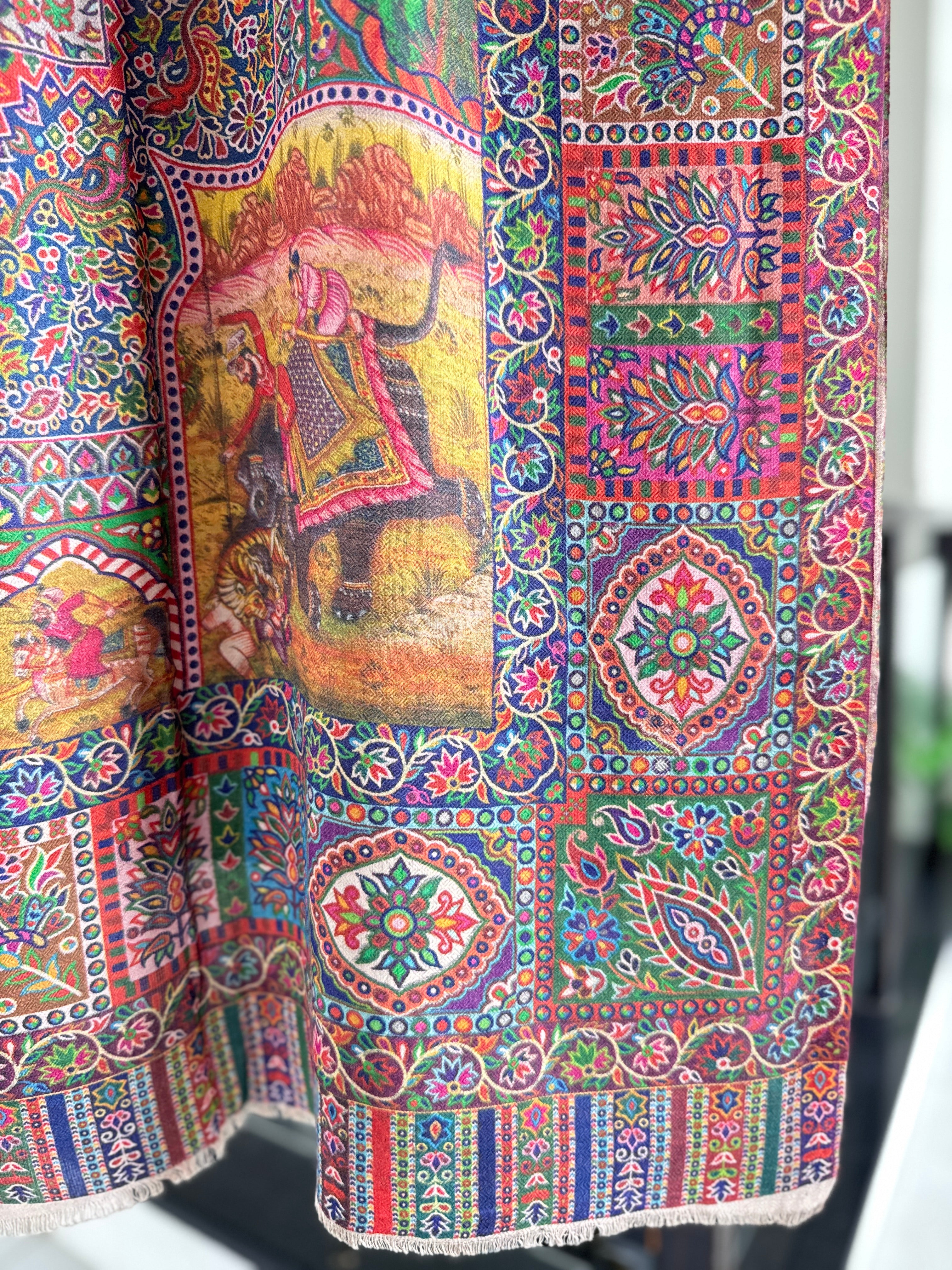 Printed Shawl Mughal Art 45 x 90 inches