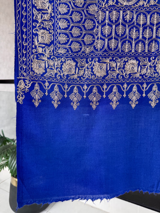 Light Pashmina intricate Embroidery Blue Stole 28 x 80 inches approx