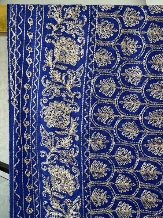 Light Pashmina intricate Embroidery Blue Stole 28 x 80 inches approx