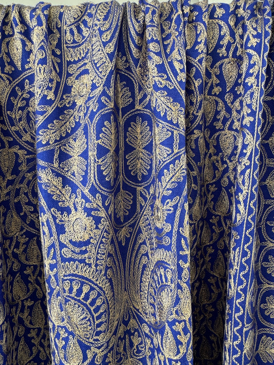 Light Pashmina intricate Embroidery Blue Stole 28 x 80 inches approx