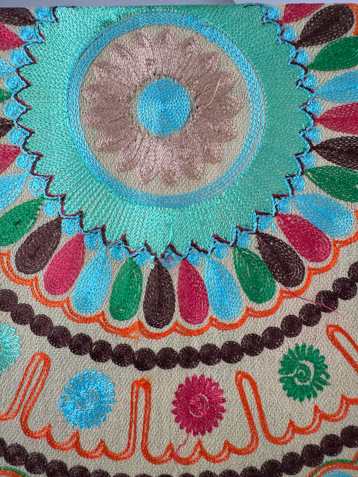 Hand Embroidered Pashmina Stole – Toosh Silk Blend II, 28x80 inches approx