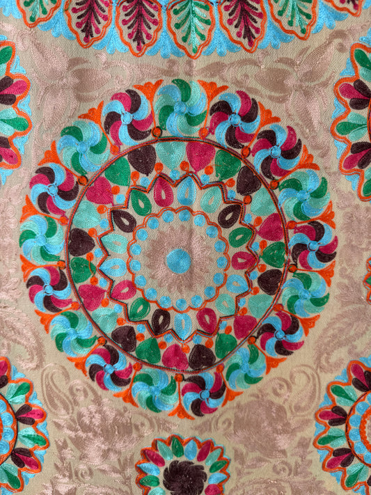 Hand Embroidered Pashmina Stole – Toosh Silk Blend II, 28x80 inches approx