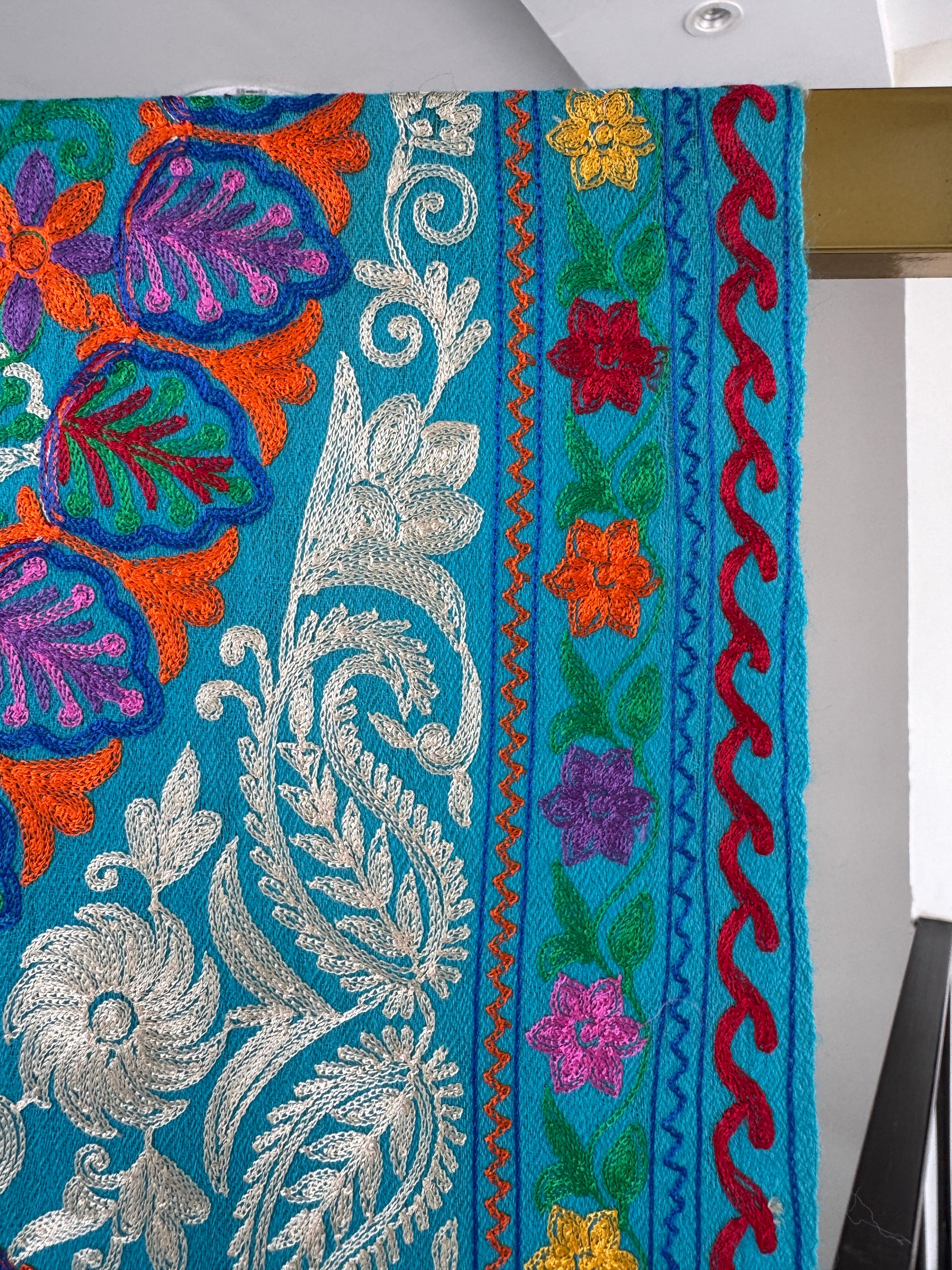 Hand Embroidered Pashmina Stole – Toosh Silk Blend I, 28x80 inches approx