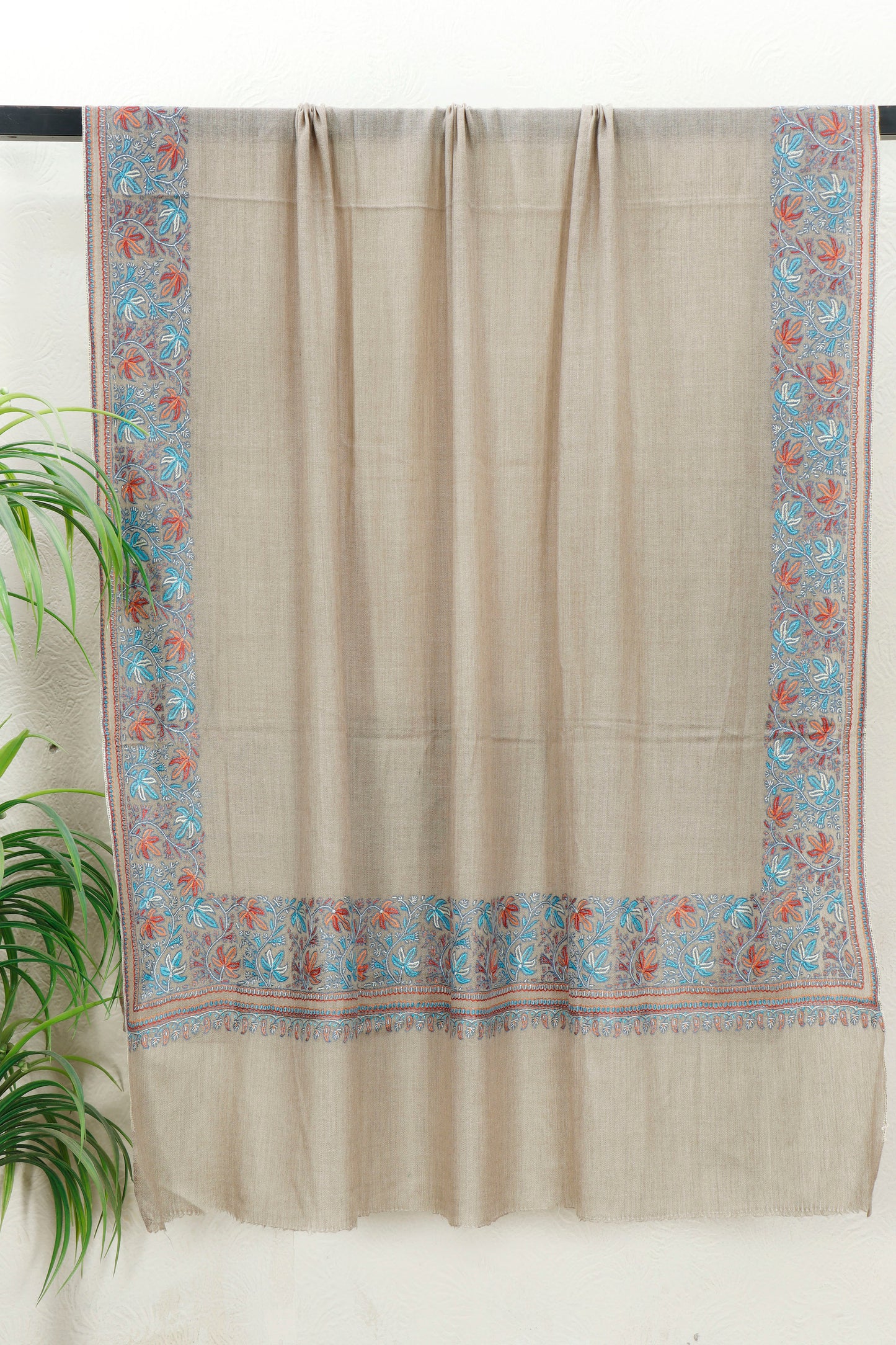 Toosh Border Shawl – Embroidered Border, 45 x 90 inches