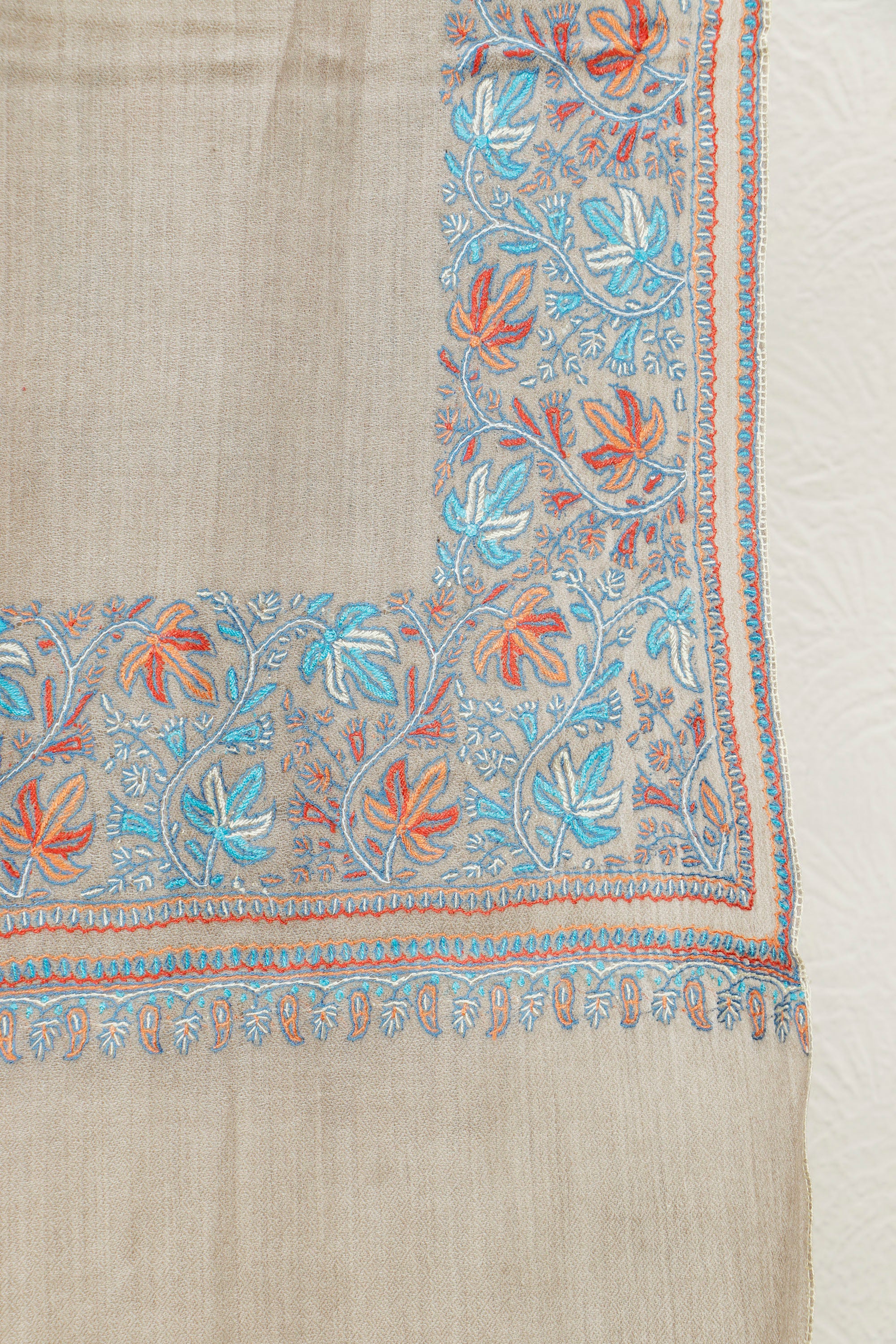 Toosh Border Shawl – Embroidered Border, 45 x 90 inches