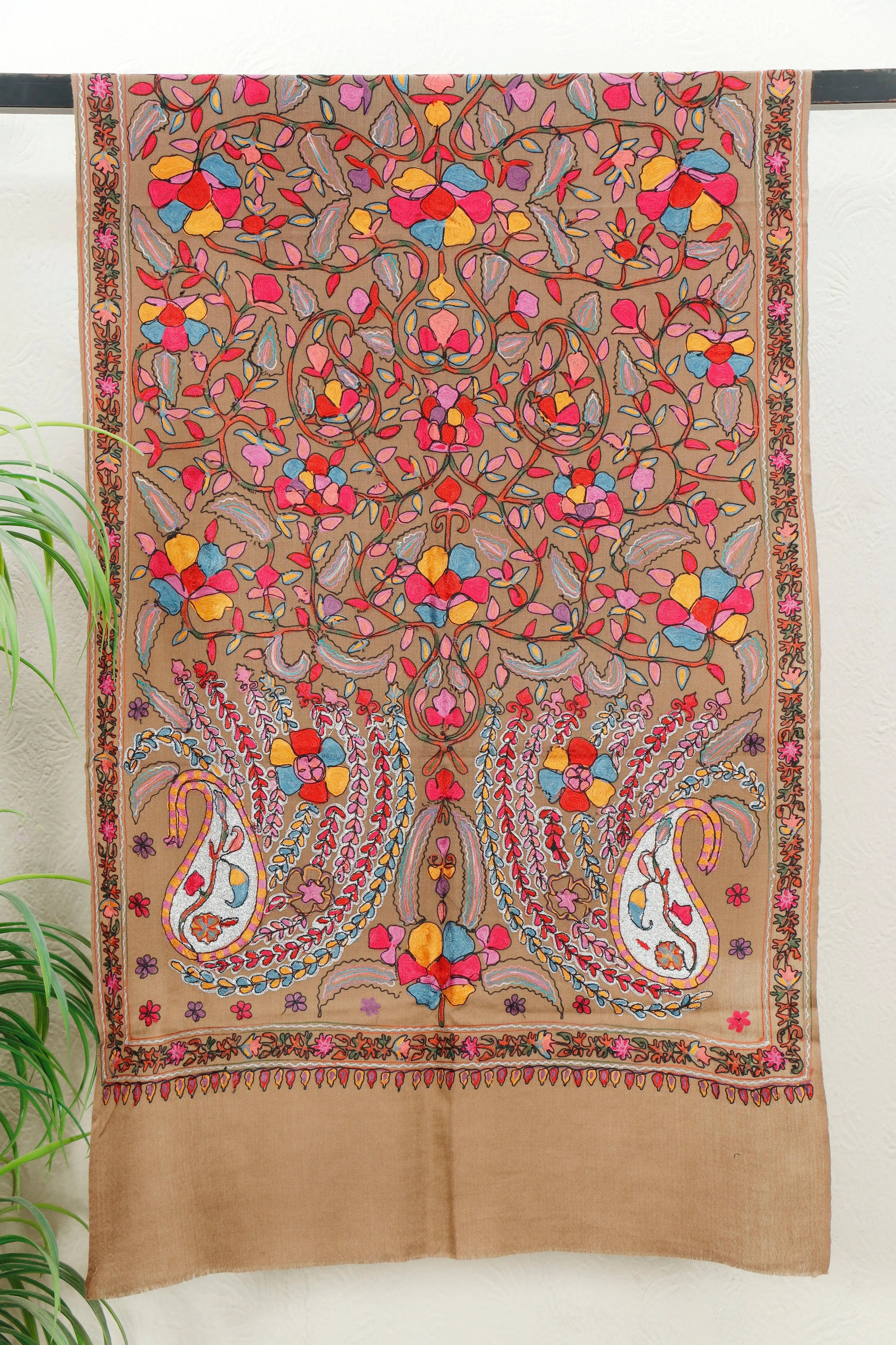Silk Embroidered Toosh Stole – Festive Silk Stole