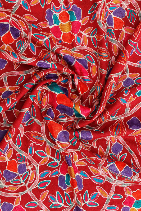 Silk Embroidered Pashmina Stole – Gift-Ready Silk Stole