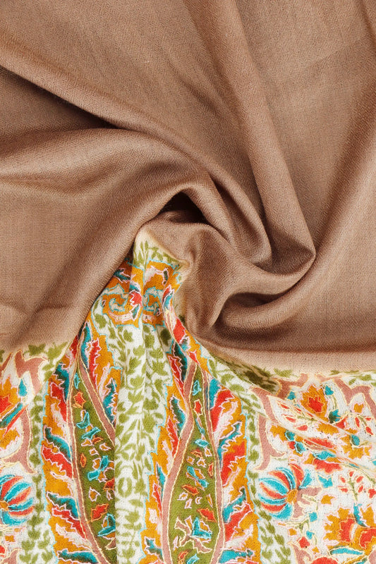 Kalamkar Sui Palla Stole hand-painted with embroidered border, draped view