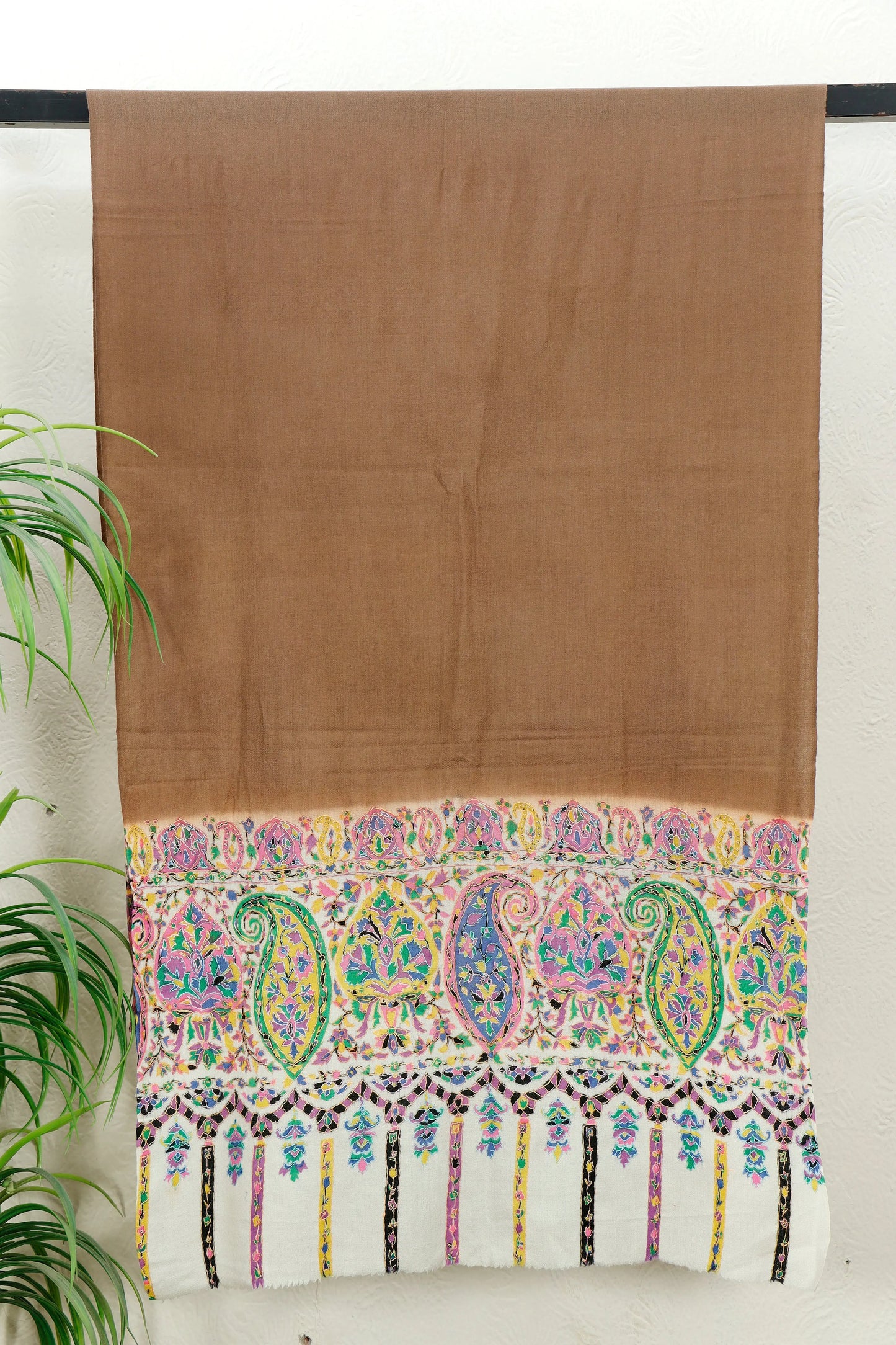 Kalamkar Sui Palla Stole embroidered border gift stole, draped view