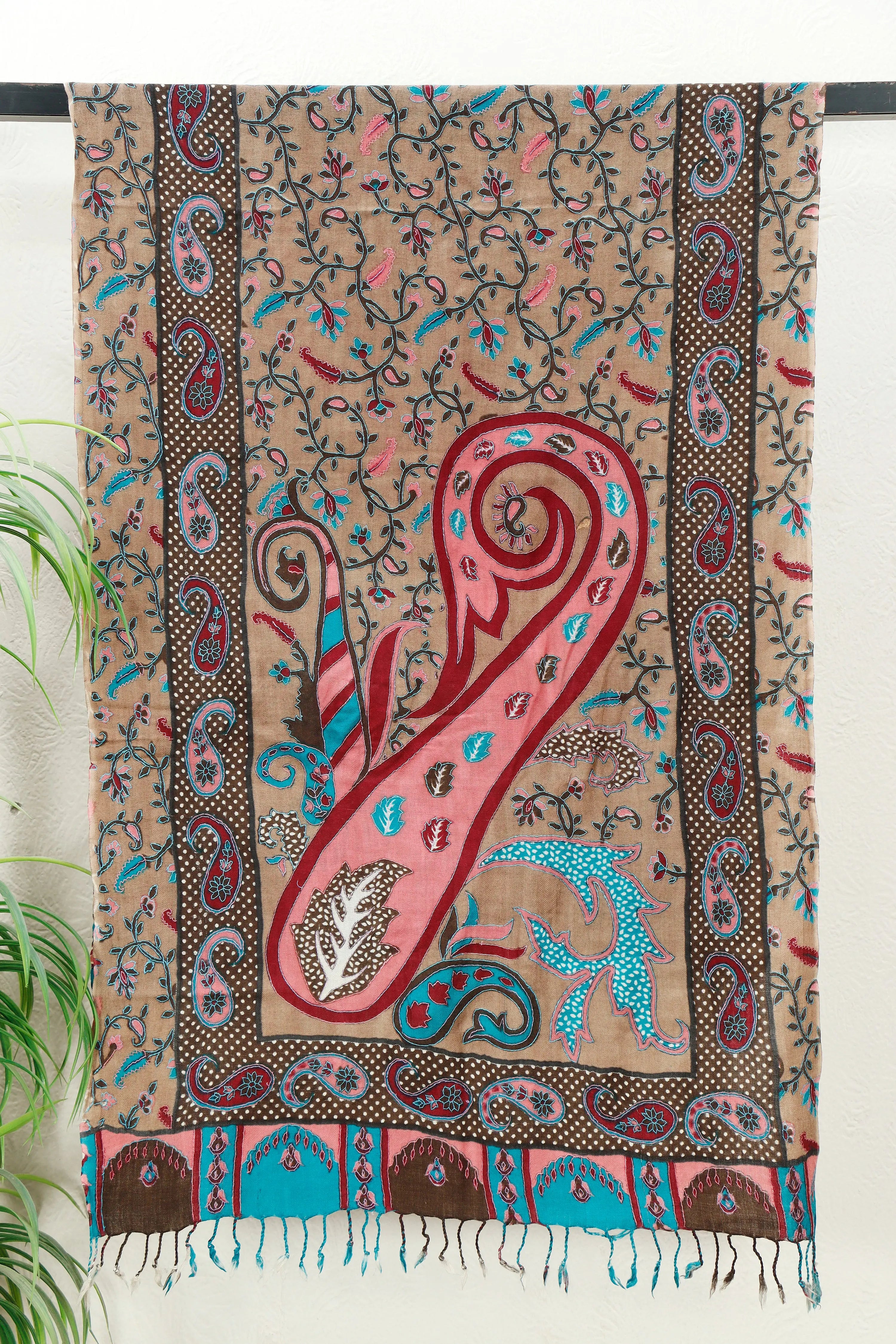 Kalamkar Stole hand-painted everyday stole, front view