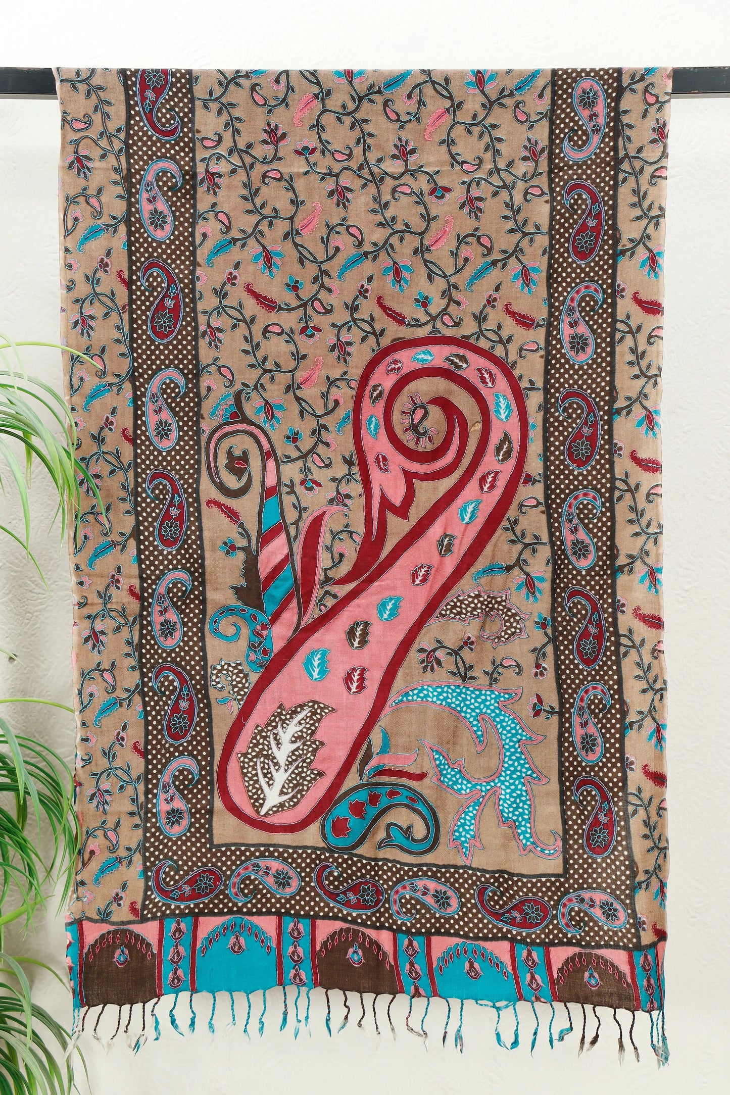 Kalamkar Stole hand-painted everyday stole, front view