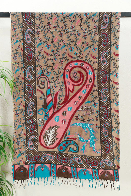 Kalamkar Stole hand-painted everyday stole, front view