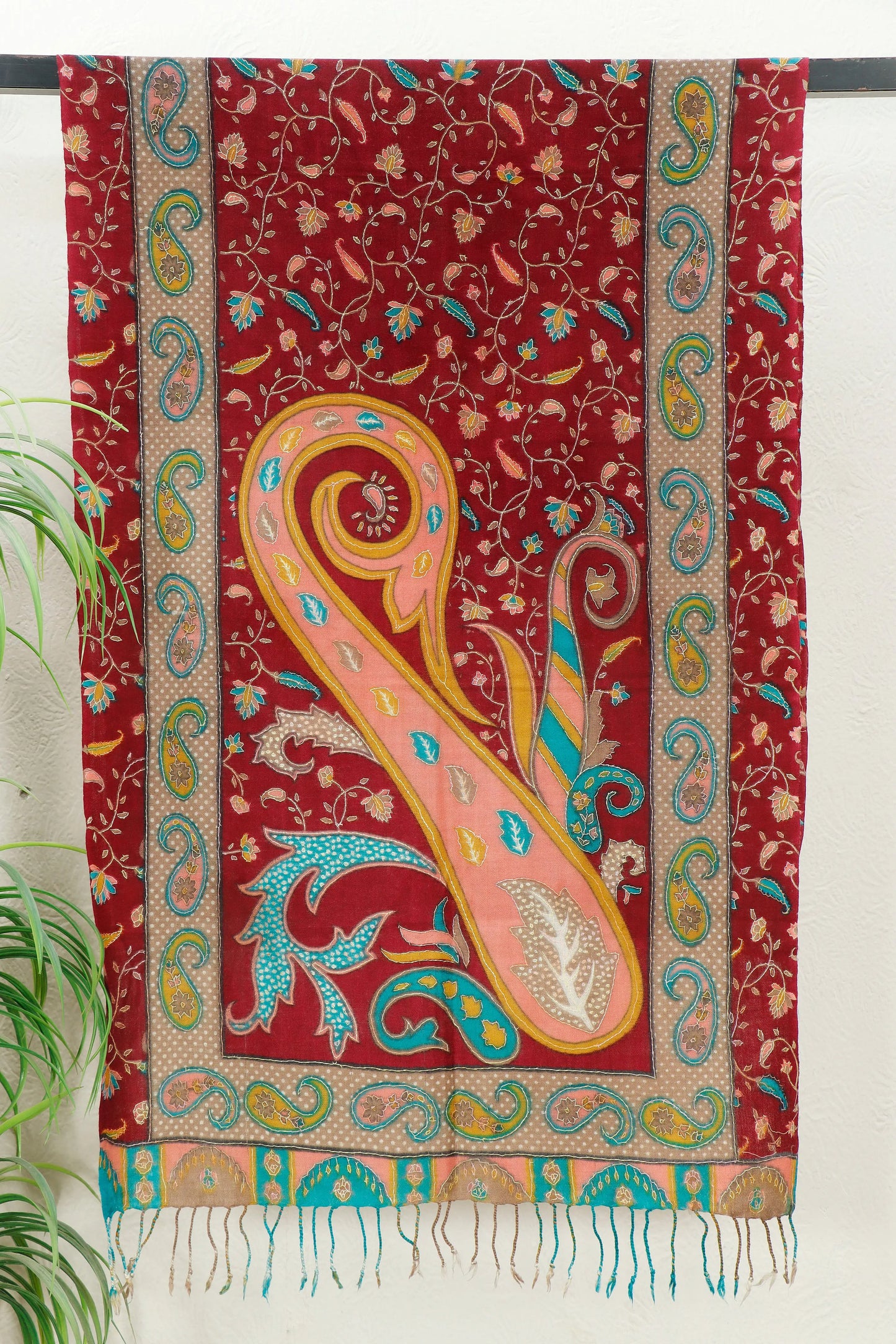 Kalamkar Stole hand-painted artistic gift stole, front view