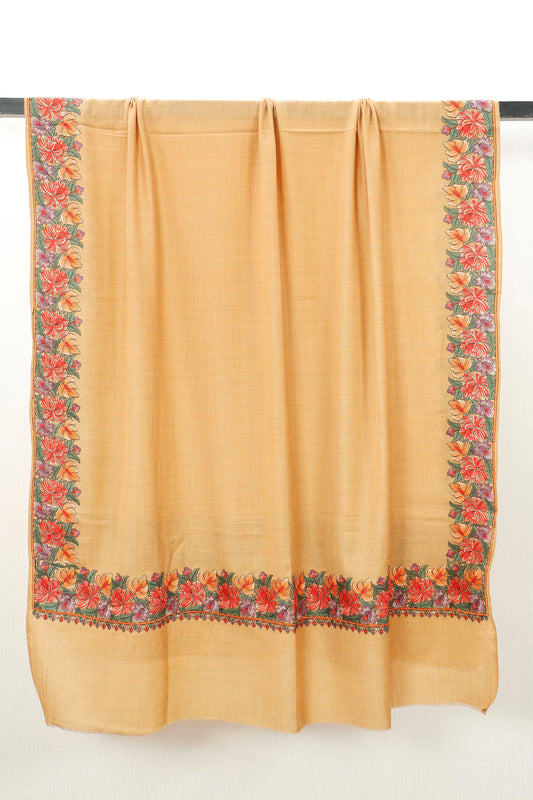 Pashmina Shawl with Tilla Embroidery – Peach