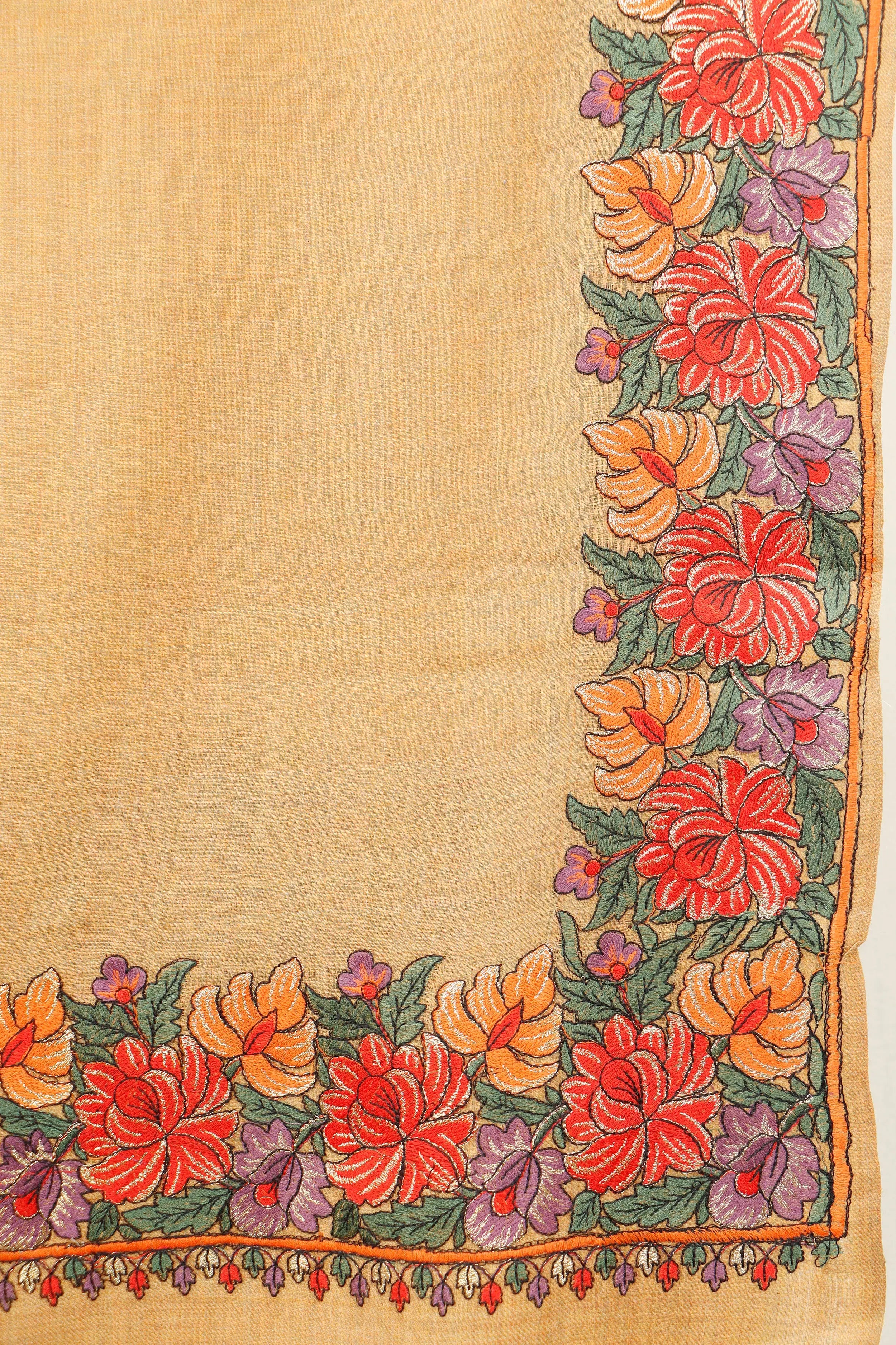 Pashmina Shawl with Tilla Embroidery – Peach