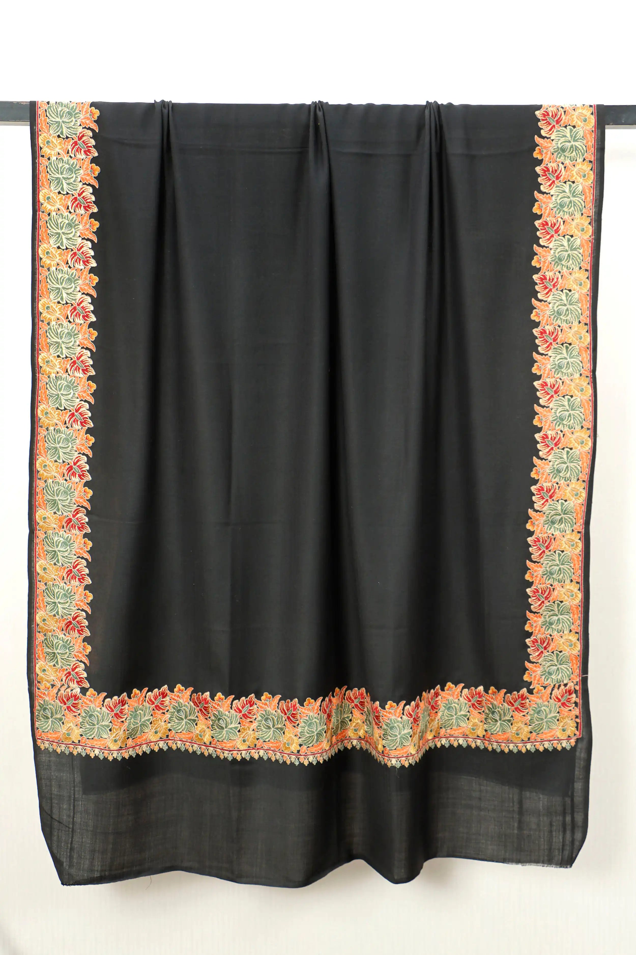 Pashmina Shawl with Tilla Embroidery – Black
