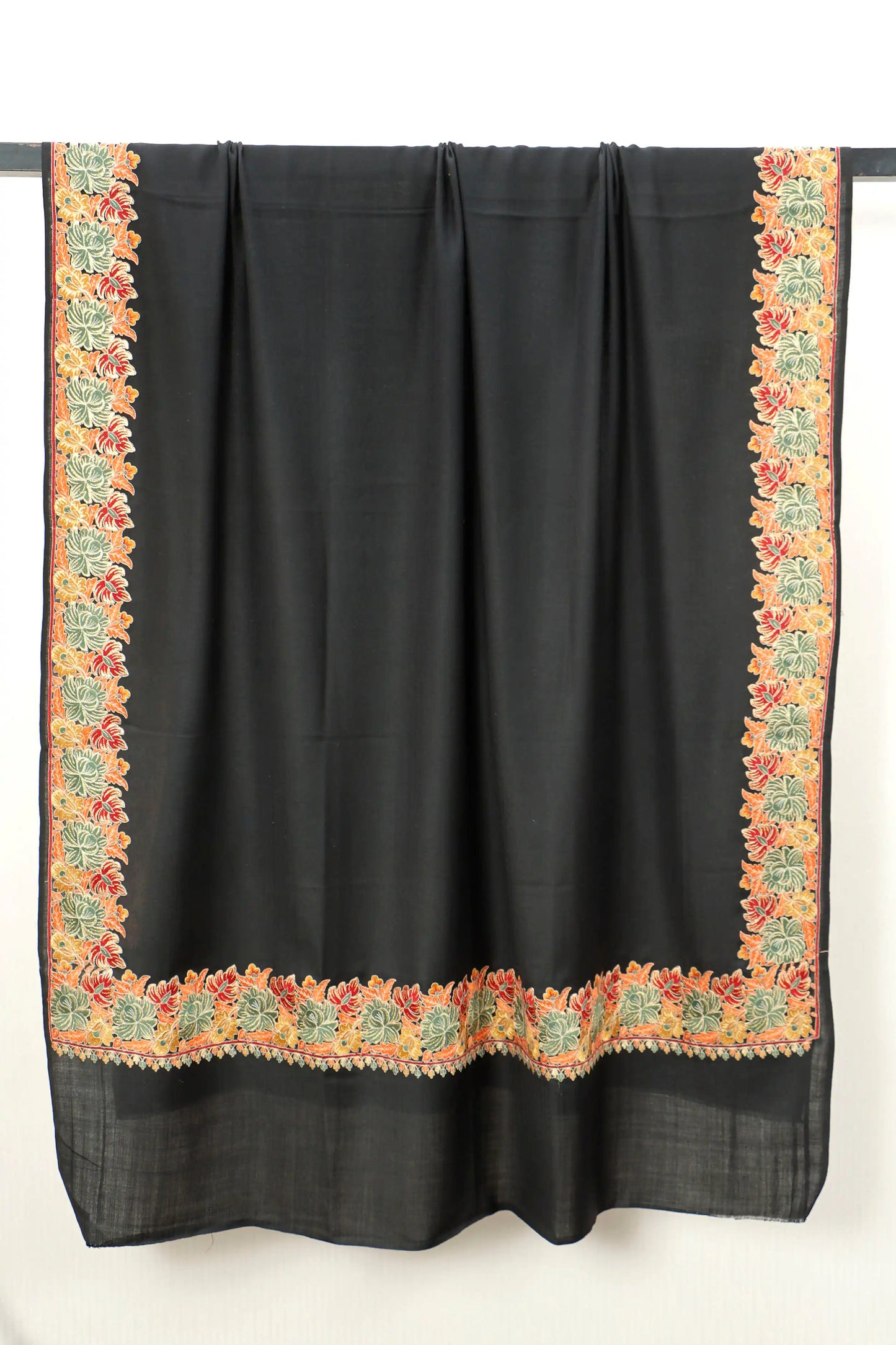 Pashmina Shawl with Tilla Embroidery – Black