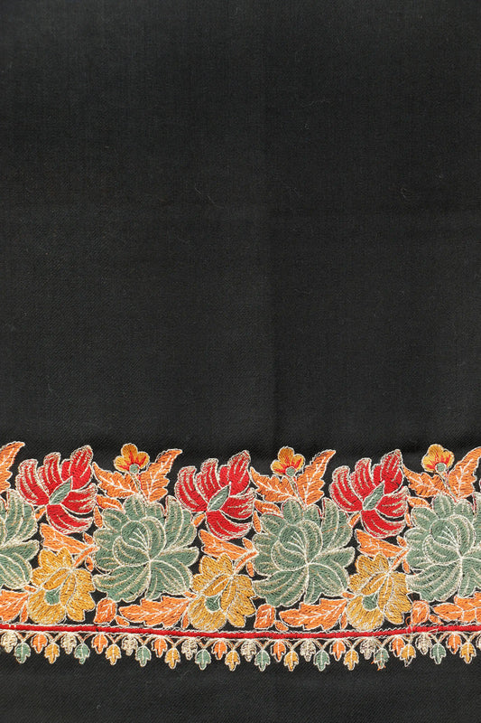 Pashmina Shawl with Tilla Embroidery – Black