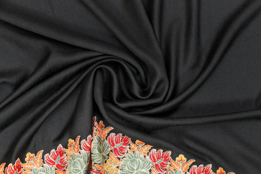 Pashmina Shawl with Tilla Embroidery – Black
