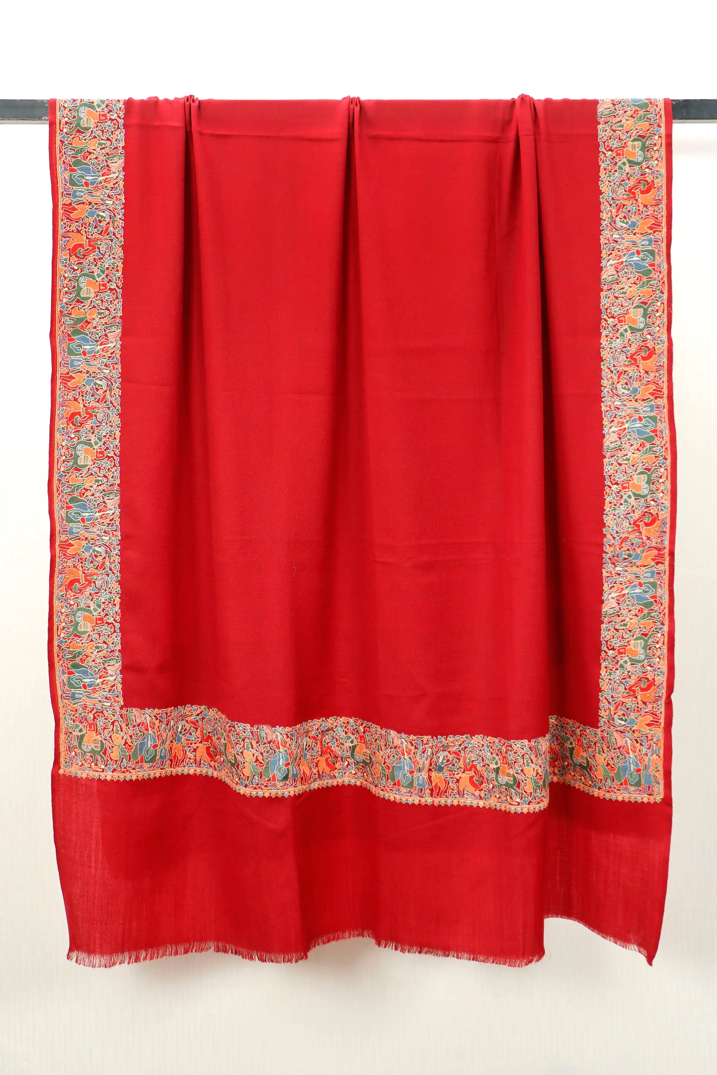Pashmina Shawl with Tilla Embroidery – Red