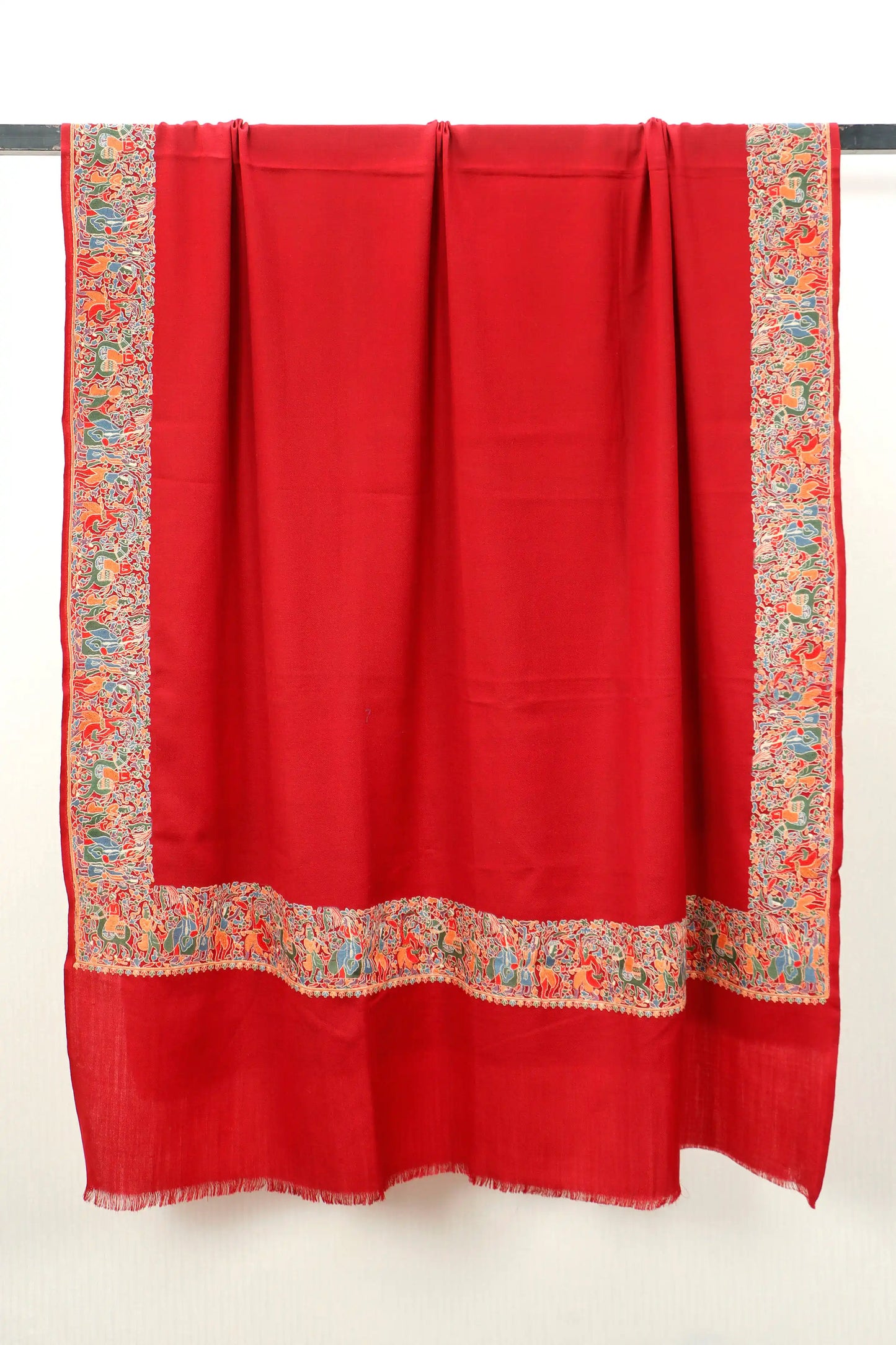 Pashmina Shawl with Tilla Embroidery – Red