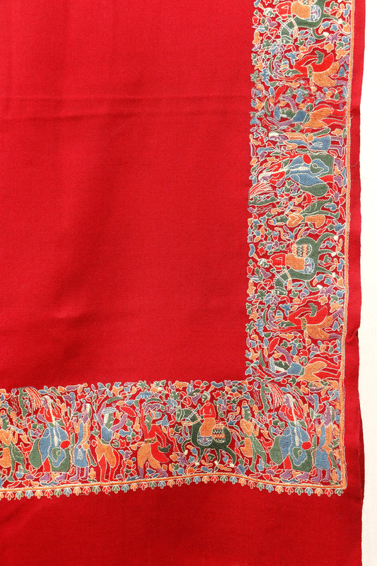 Pashmina Shawl with Tilla Embroidery – Red