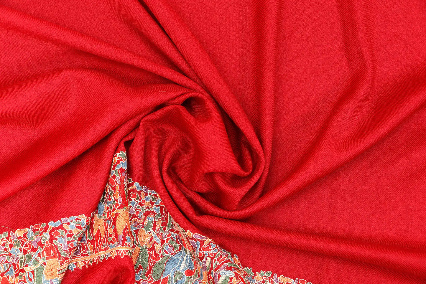 Pashmina Shawl with Tilla Embroidery – Red