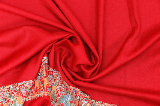 Pashmina Shawl with Tilla Embroidery – Red