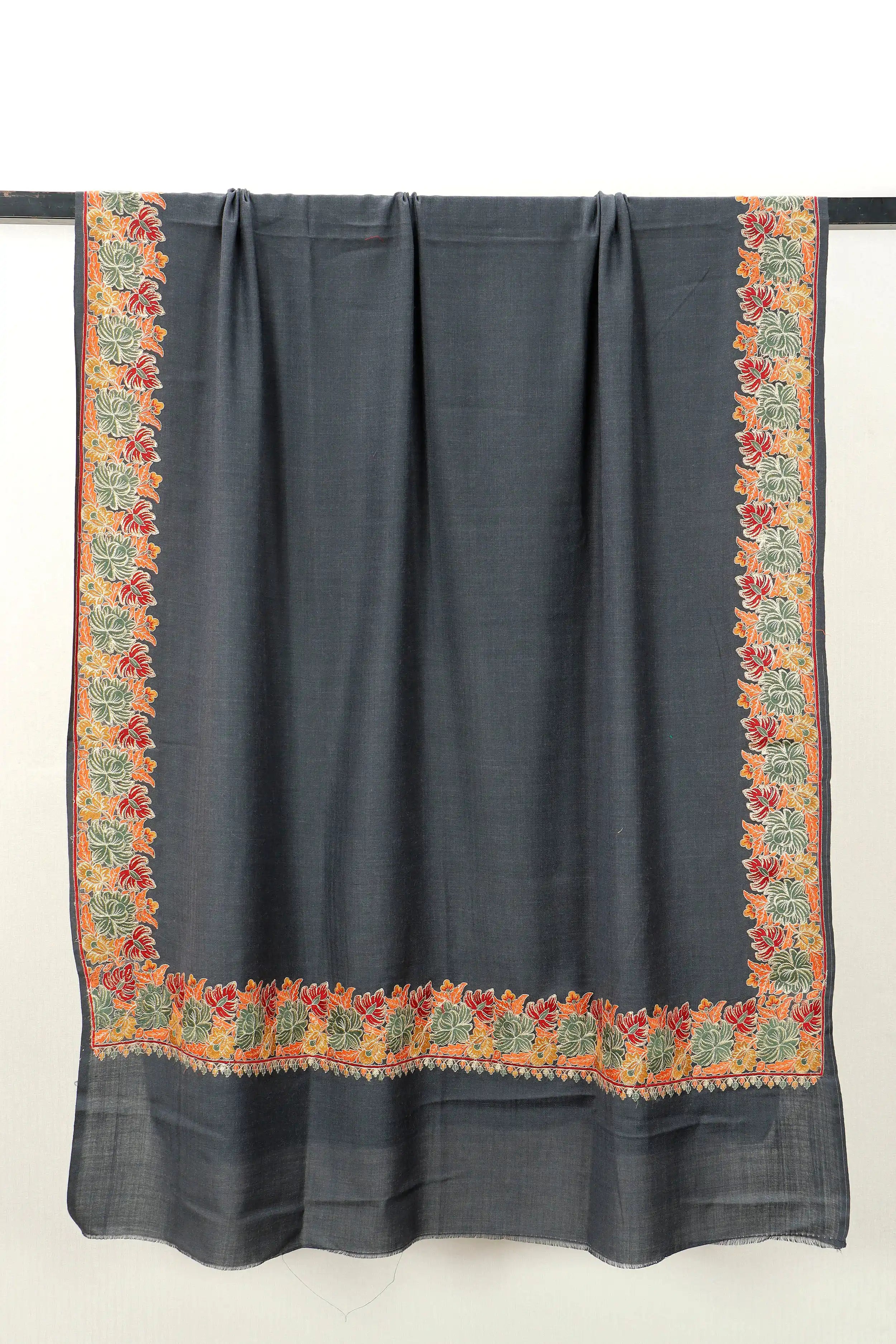 Pashmina Shawl with Tilla Embroidery – Grey