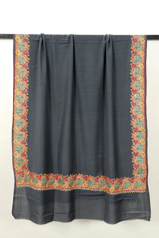 Pashmina Shawl with Tilla Embroidery – Grey