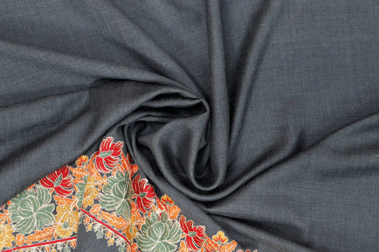 Pashmina Shawl with Tilla Embroidery – Grey