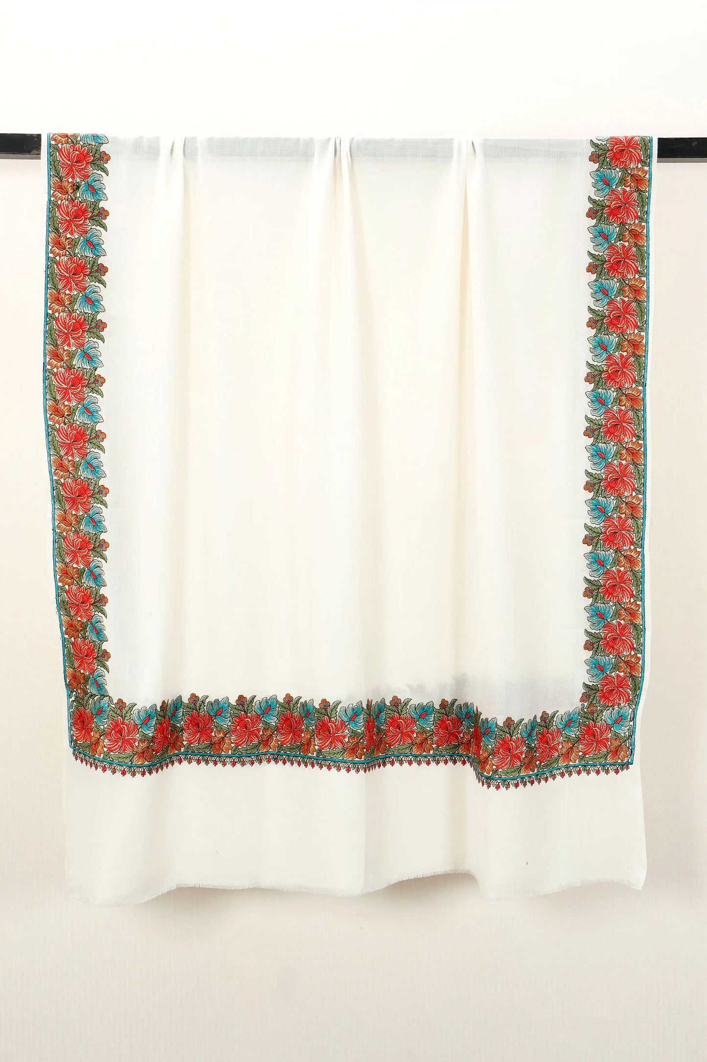 Pashmina Shawl with Tilla Embroidery – White
