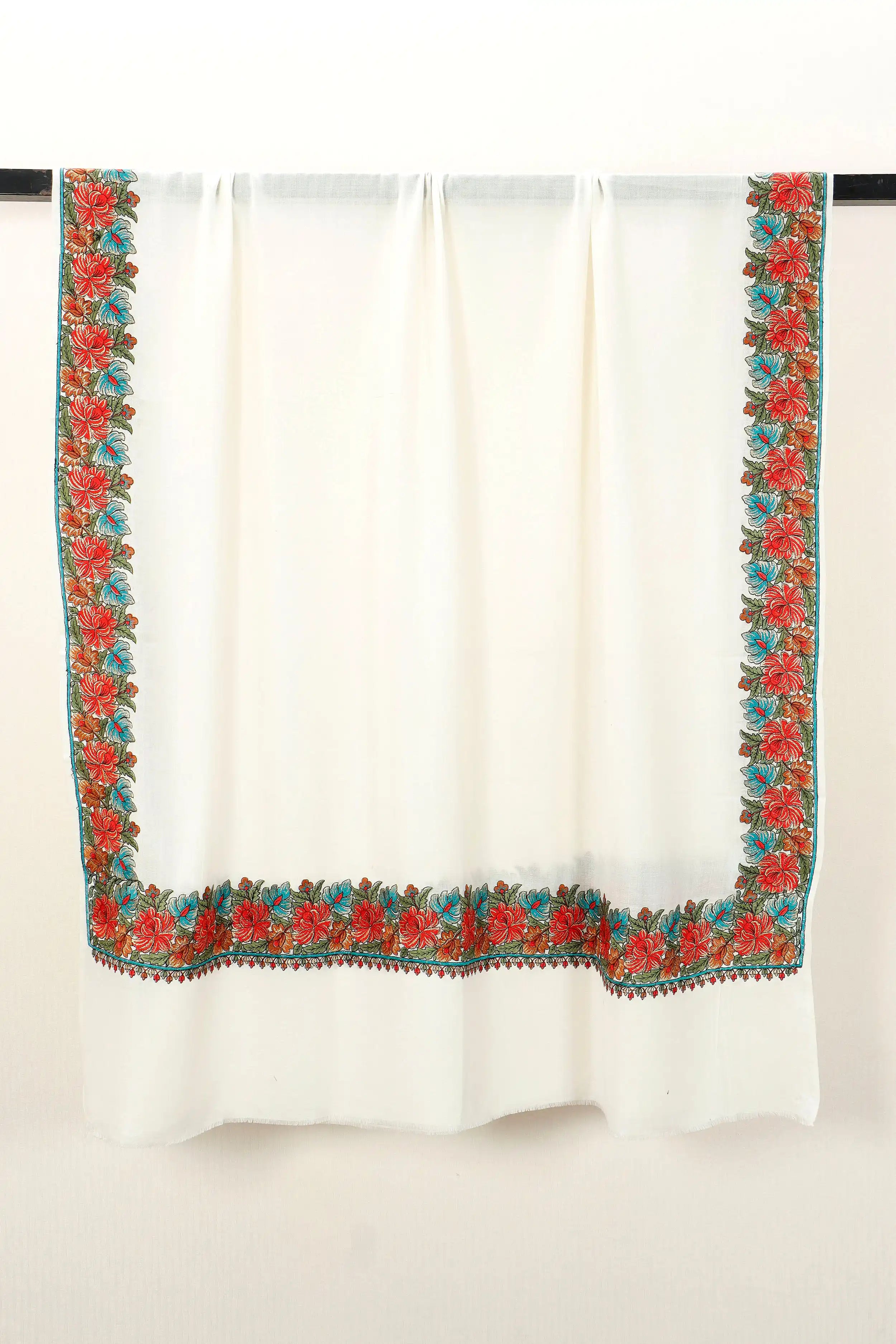 Pashmina Shawl with Tilla Embroidery – White