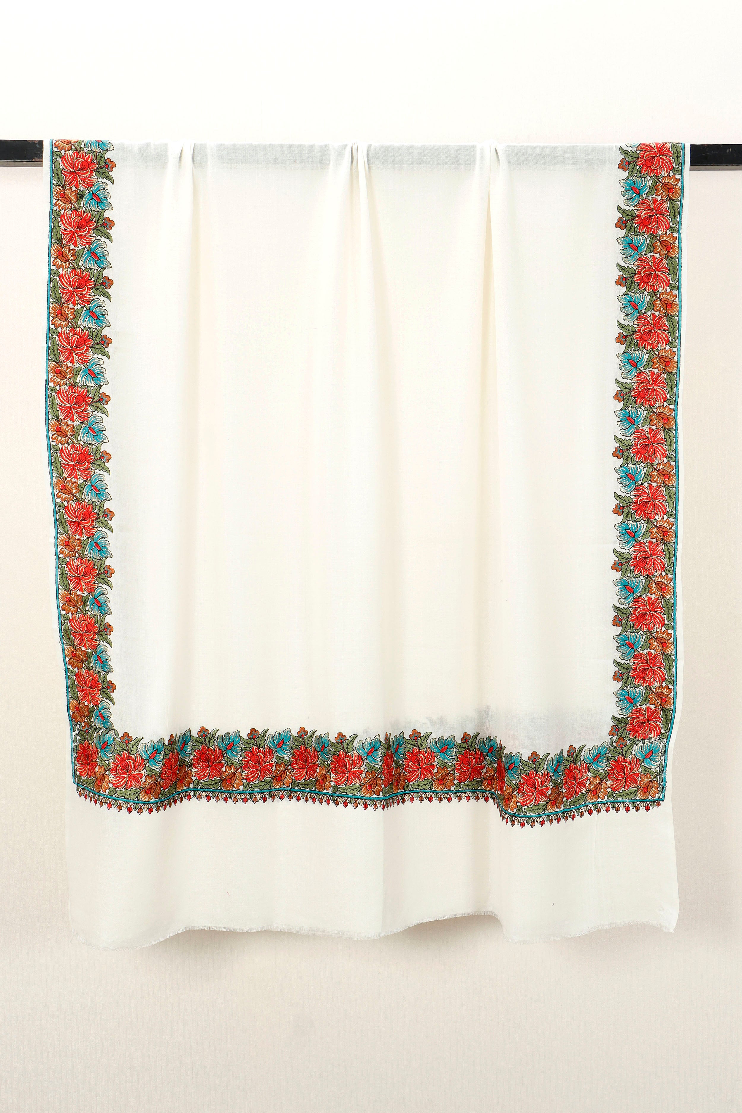 4 Border Embroidered Shawl – Winter Gifting Shawl, 45 x 90 inches