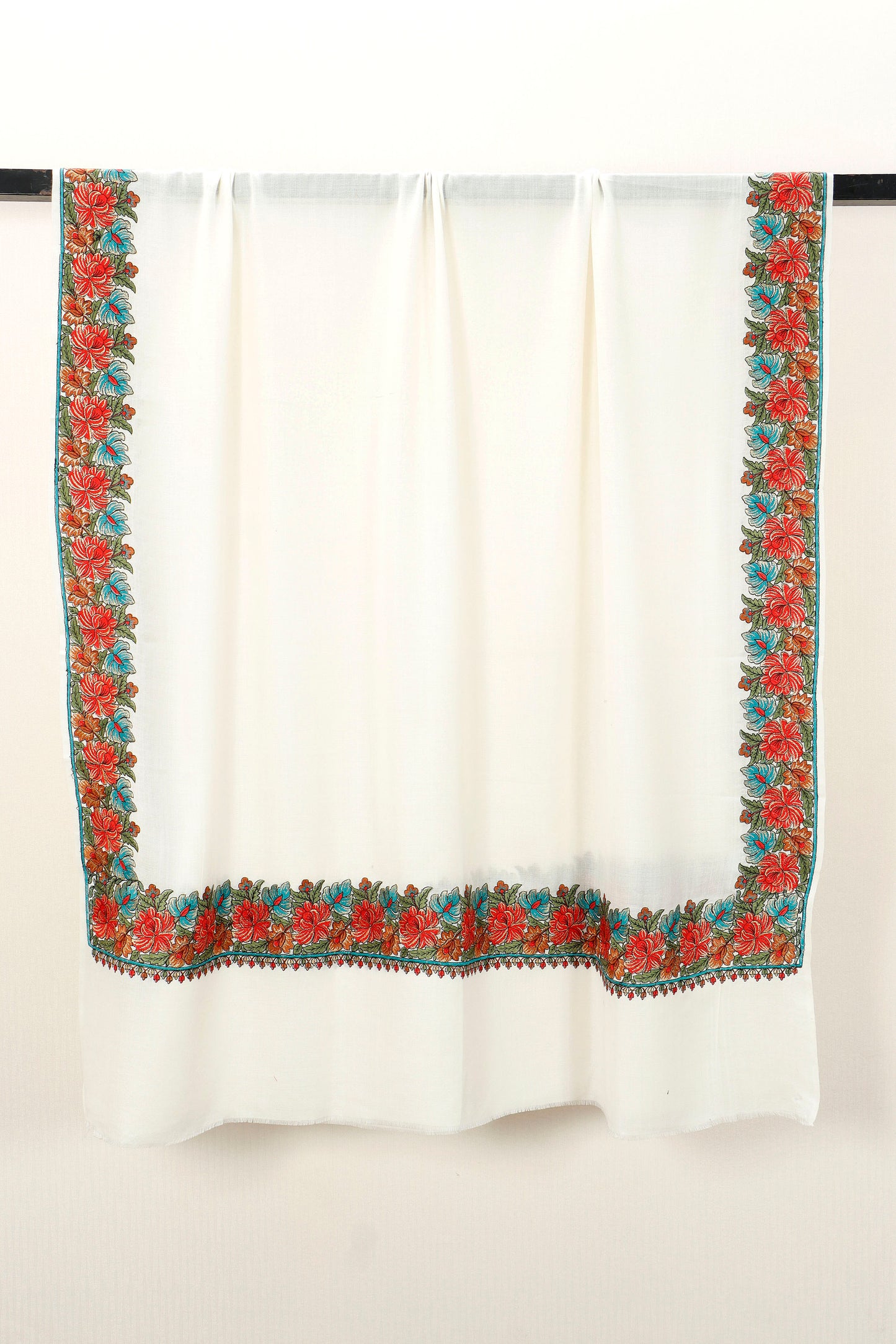 4 Border Embroidered Shawl – Winter Gifting Shawl, 45 x 90 inches