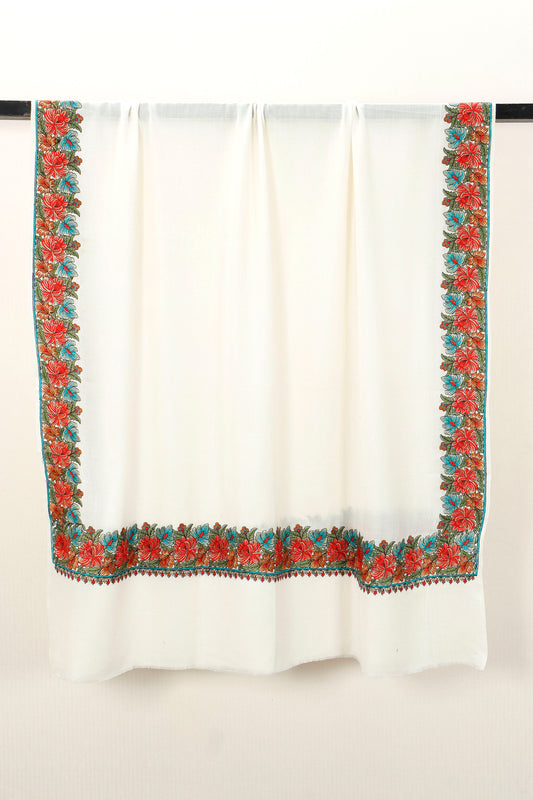 4 Border Embroidered Shawl – Winter Gifting Shawl, 45 x 90 inches