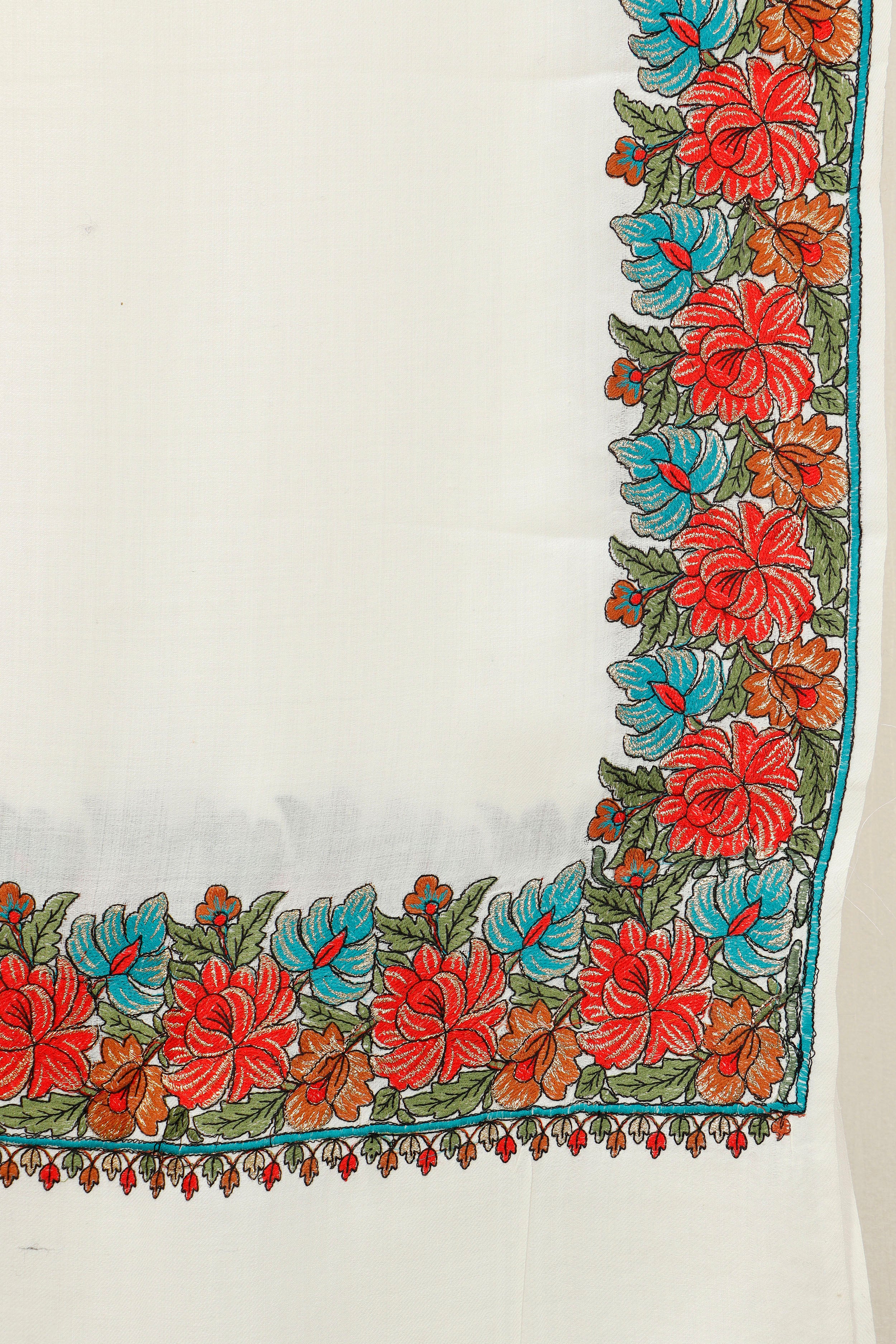 4 Border Embroidered Shawl – Winter Gifting Shawl, 45 x 90 inches