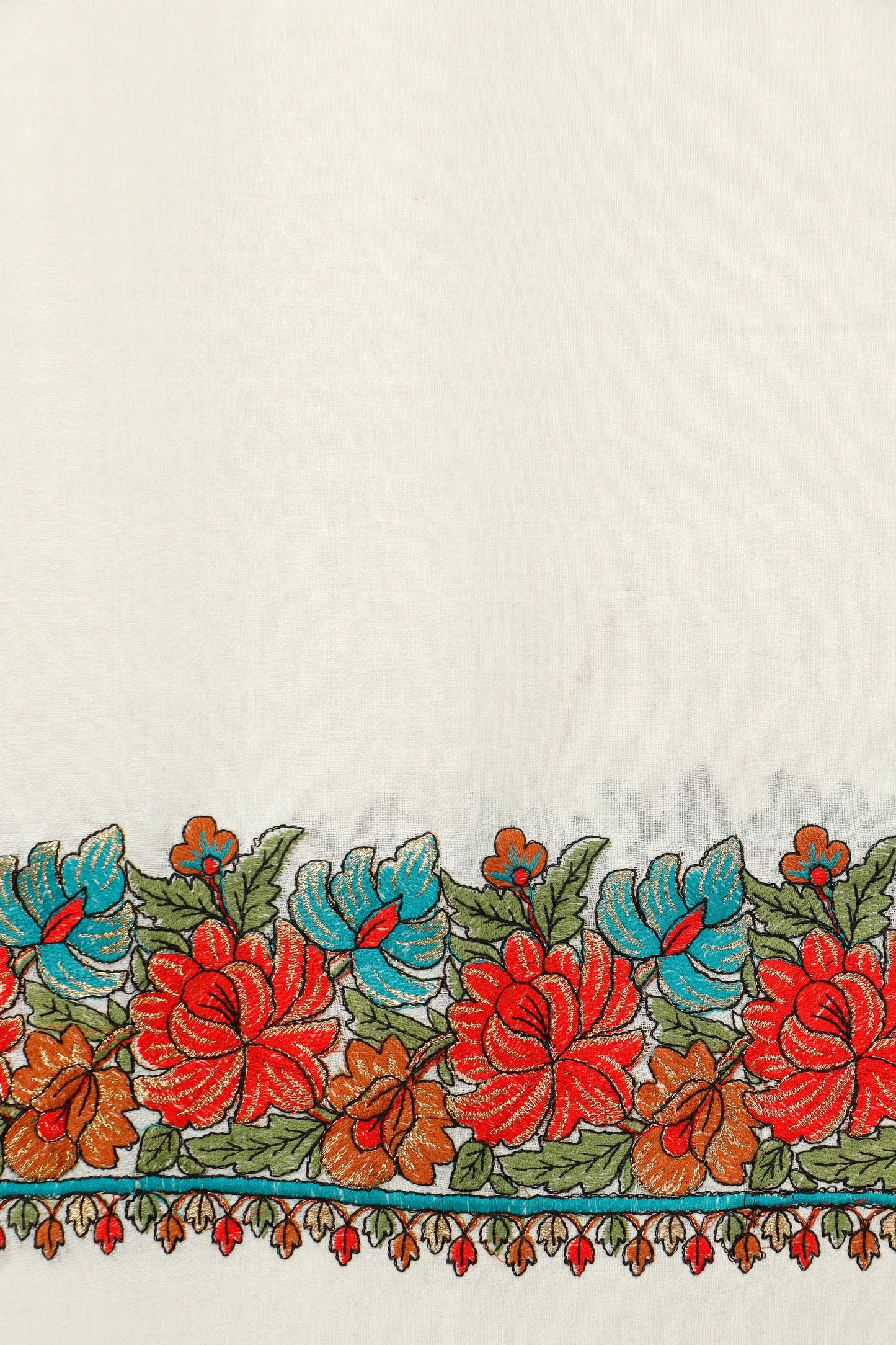 Pashmina Shawl with Tilla Embroidery – White