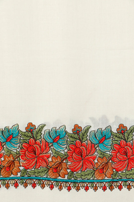 Pashmina Shawl with Tilla Embroidery – White
