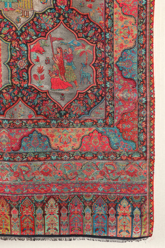 Kani Zari Shawl Kashmiri wool with zari work, weave detail