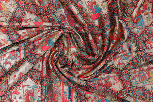 Kani Zari Shawl Kashmiri wool with zari work, close-up texture
