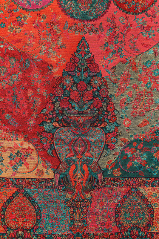 Kani Zari Shawl Kashmiri wool bridal shawl with zari work, draped view