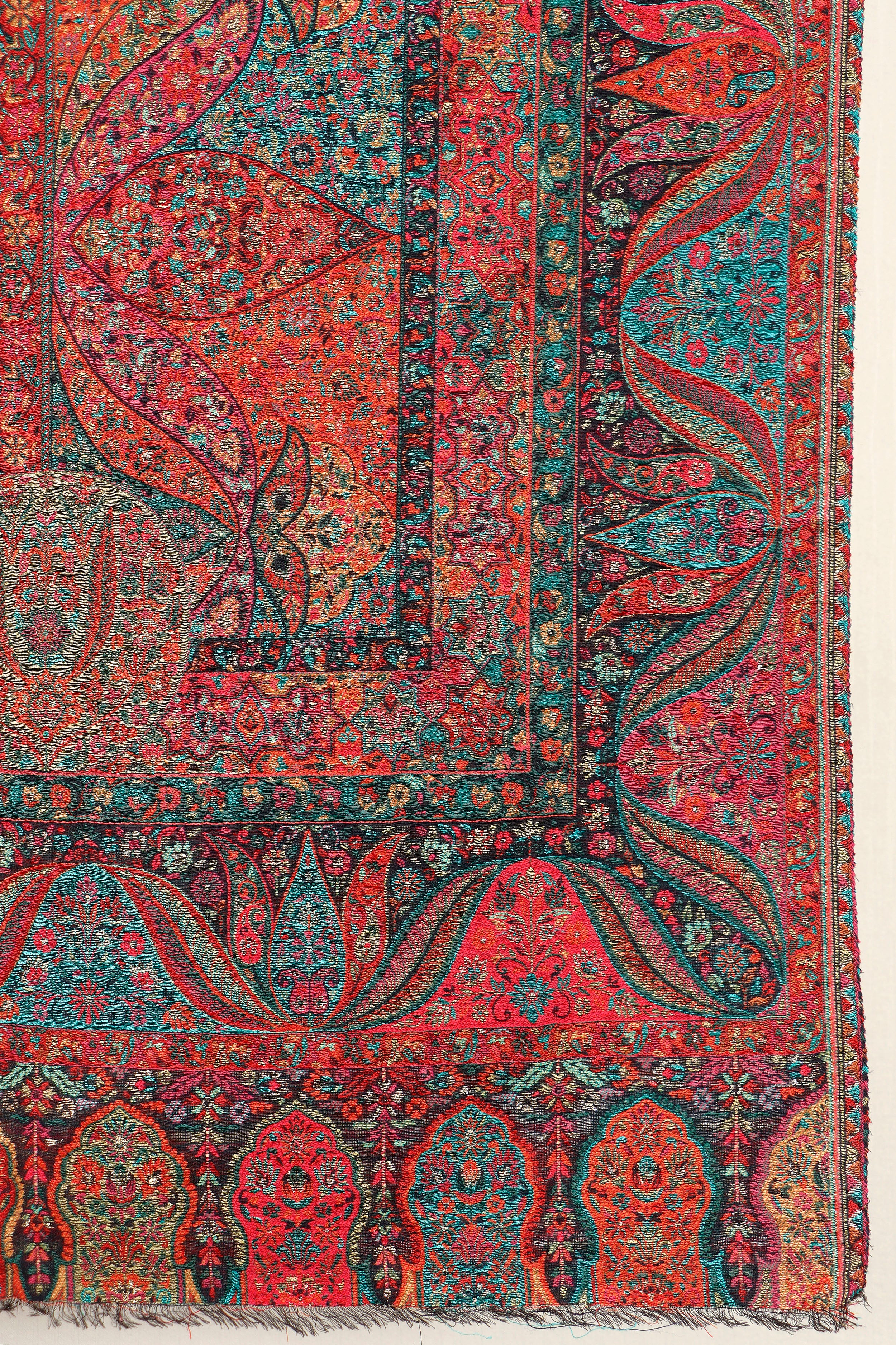 Kani Zari Shawl Kashmiri wool statement shawl with zari work, weave detail